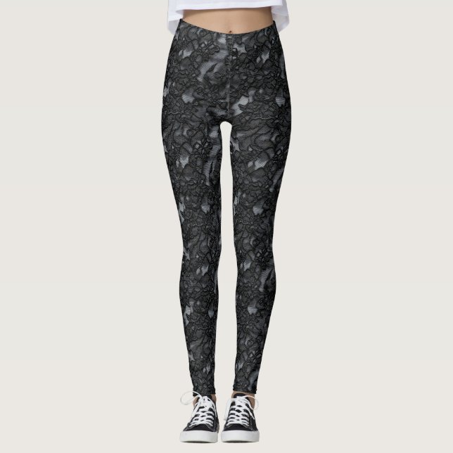 Dark Pattern Black Lace Leggings (Front)