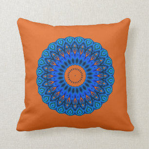 Dark Peach Love Those Mandala Blues Square Pillow