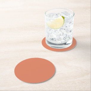 Dark Peach Round Paper Coaster