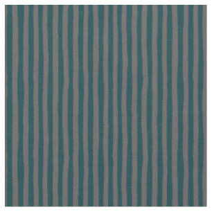 Dark Peacock Blue & Dark Gray Wonky Stripes Fabric