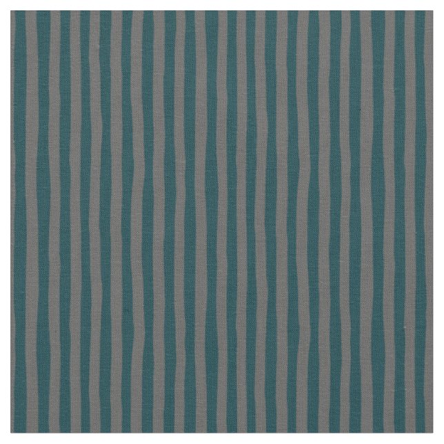 Dark Peacock Blue & Dark Gray Wonky Stripes Fabric (Close Up)