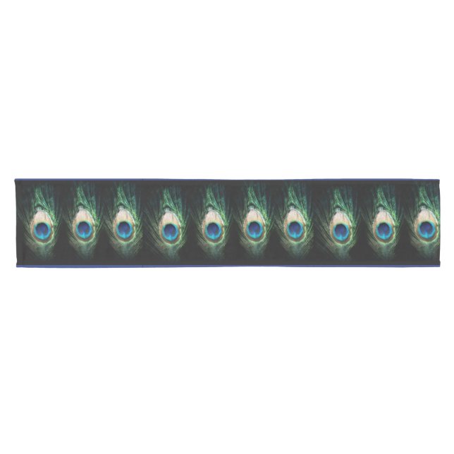Dark Peacock Feather Short Table Runner (Horizontal)