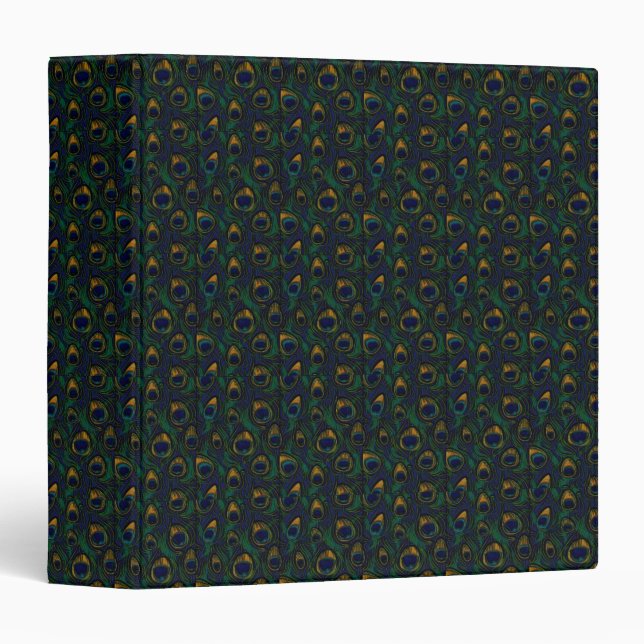 Dark peacock print 3 ring binder (Front/Spine)