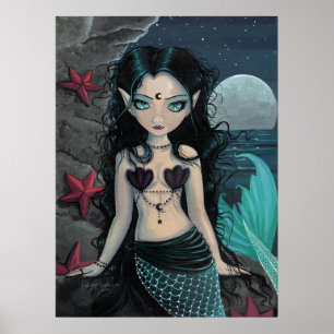 Dark Pearl Mermaid Poster Print