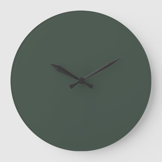 Dark Pewter Green Grey Solid Colour SW 0041 Large Clock (Front)