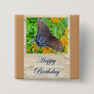 Dark Phase Tiger Swallowtail Butterfly Birthday 2 Inch Square Button