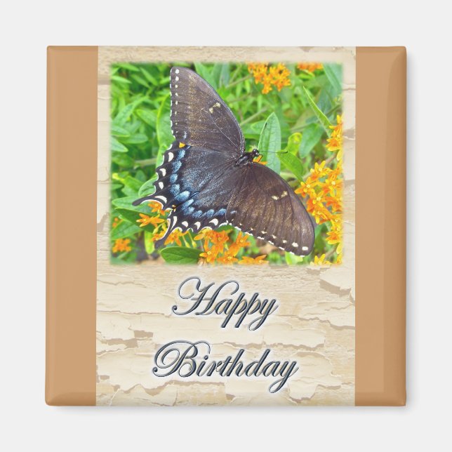 Dark Phase Tiger Swallowtail Butterfly Birthday Magnet (Front)