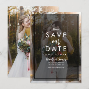 Dark Photo Tint Overlay 2 Modern Save the Date Invitation