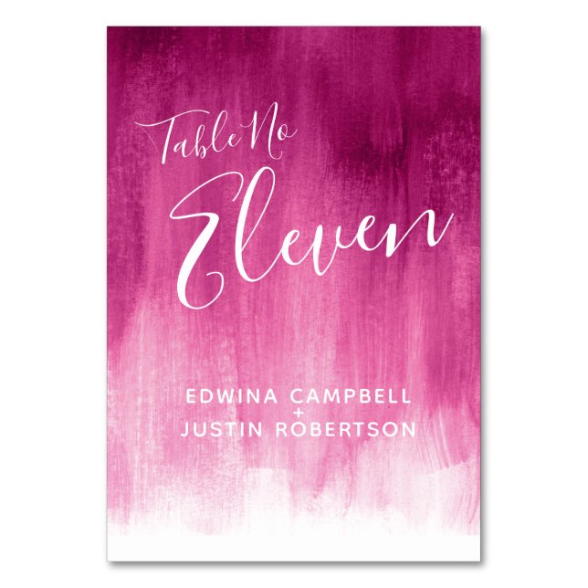 Dark pink abstract wash modern art table numbers (Back)