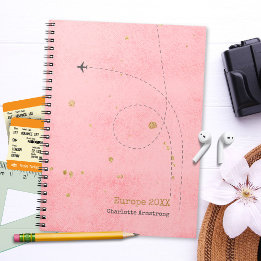 Dark Pink Airplane Name Gold Spots Travel Journal