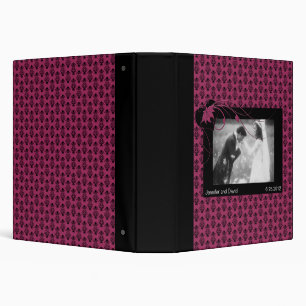 Dark Pink and Black Damask Wedding Album Binder