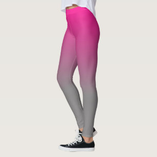 Dark Pink and Grey Ombre Pattern Leggings