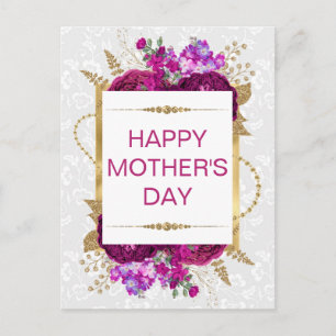 Dark Pink and Purple Flowers Mother's Day  Postcard