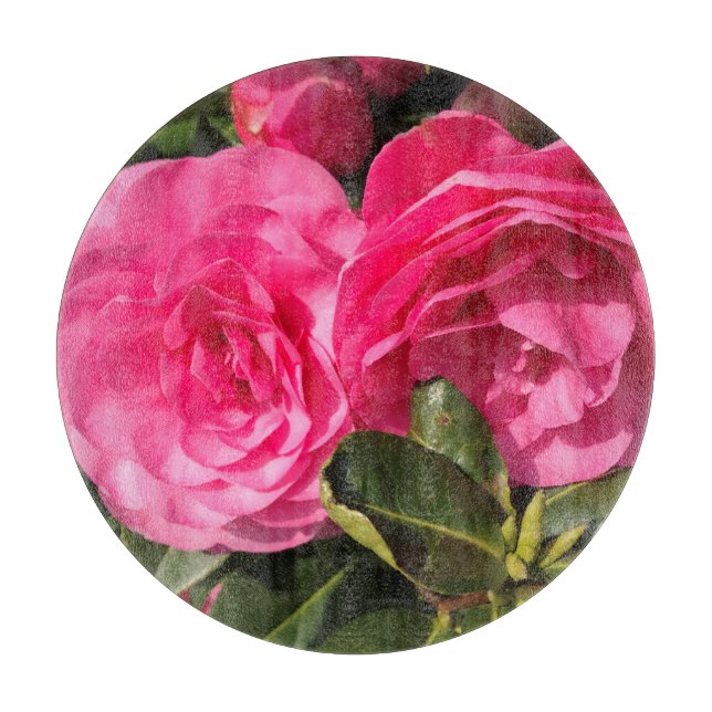 Dark pink Camellia Flowers   Cutting Board (Front)