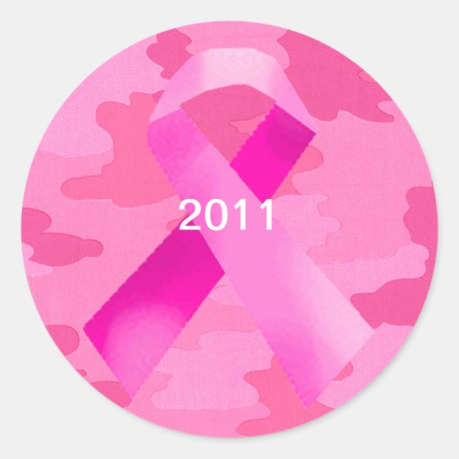 Dark Pink Camouflage Pink Ribbon Date Stickers (Front)