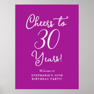 Dark Pink Cheers to 30 Years Birthday Welcome Sign