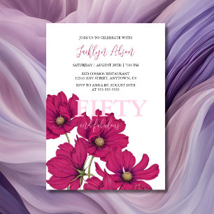 Dark Pink Cosmos Floral Fabulous Birthday Invitation