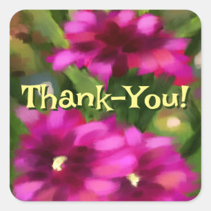 Dark Pink Dahlia Floral Flowers Flower Green Square Sticker