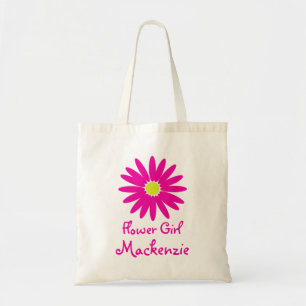 Dark Pink Daisy with Customizable Text Tote Bag