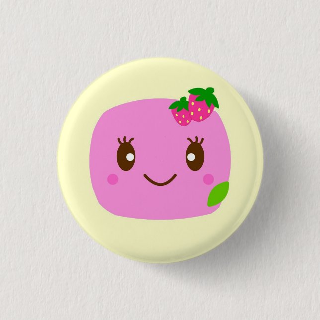 dark pink dumpling strawberry 1 inch round button (Front)