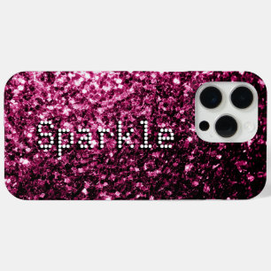 Dark pink faux glitters sparkles Your text iPhone 15 Pro Max Case