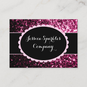 Dark Pink faux shiny glitter sparkle black elipse Business Card