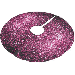 Dark Pink faux shiny glitter sparkles Brushed Polyester Tree Skirt