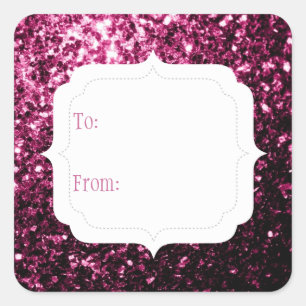 Dark Pink faux shiny glitter sparkles Gift Tag