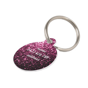  Dark Pink faux shiny glitter sparkles Personalize Pet Tag