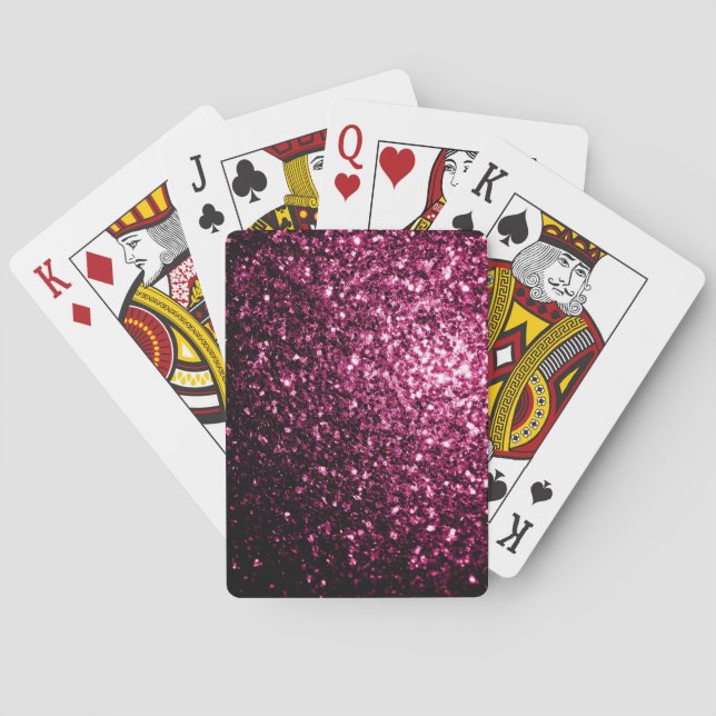 Dark Pink faux shiny glitter sparkles Playing Cards (Back)