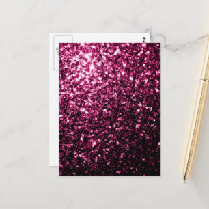 Dark Pink faux shiny glitter sparkles Postcard