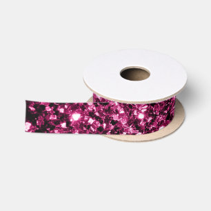 Dark Pink faux shiny glitter sparkles Satin Ribbon