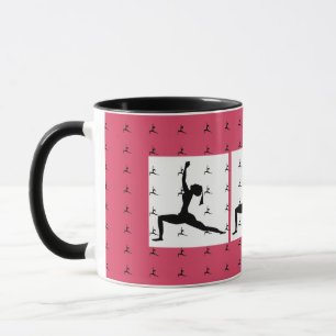 Dark Pink Fun Yoga Designs Combo Coffee Mug/ Cup