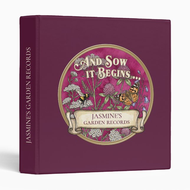 Dark Pink Garden Records Custom Binder (Front/Spine)