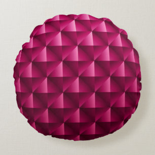 Dark pink Geometric grid Carbon fiber background M Round Pillow