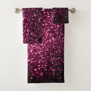 Dark Pink glitter sparkles Bath Towel Set