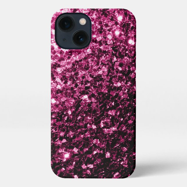 Dark Pink glitter sparkles iPhone Case (Back)