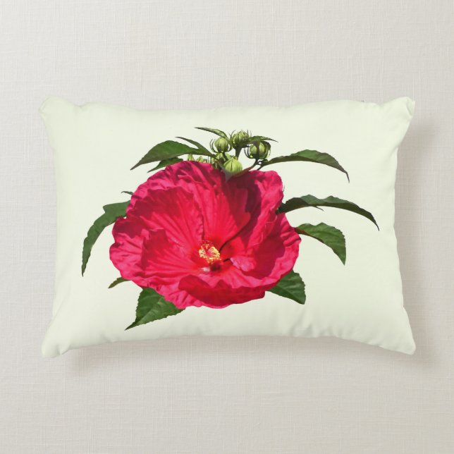 Dark Pink Hibiscus Accent Pillow (Front)