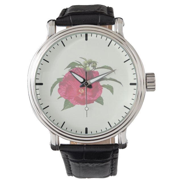 Dark Pink Hibiscus Watch (Front)