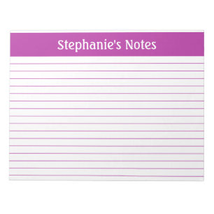 Dark Pink Lined 11 x 8.5 Landscape Personalized Notepad