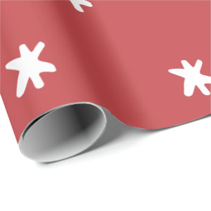 Dark Pink Modern Red and White Pattern Wrapping Paper