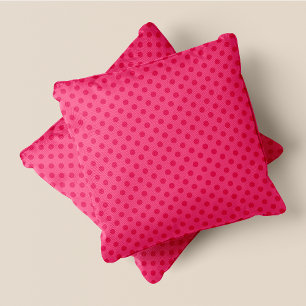 Dark Pink On Light Pink Retro Chic Polka Dots Throw Pillow
