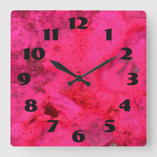 Dark Pink On Pink Square Wall Clock