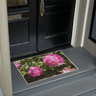 Dark pink peonies doormat