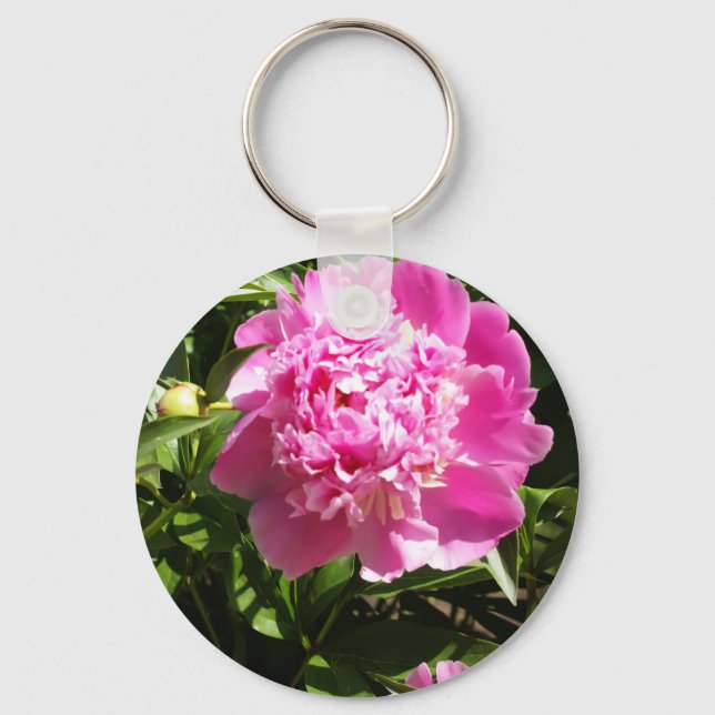 Dark pink peonies  keychain (Front)