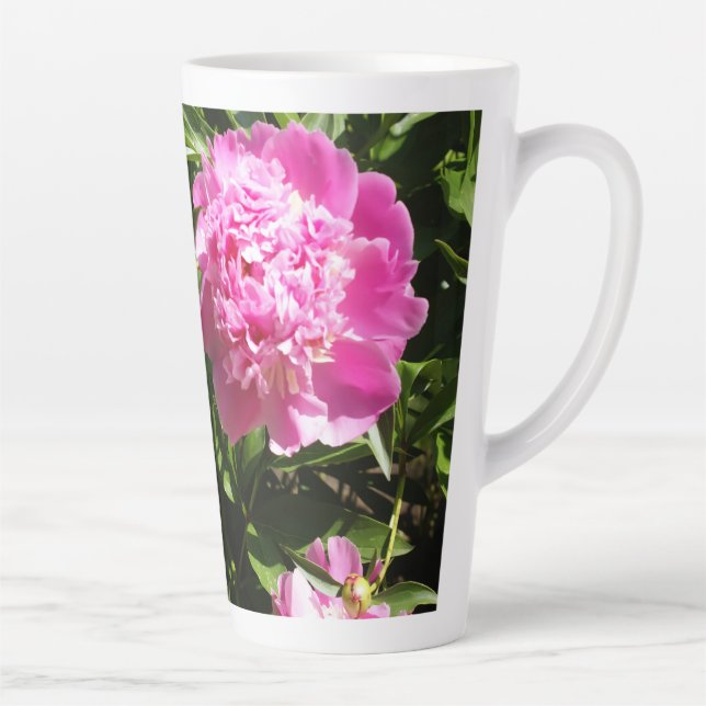 Dark pink peonies  latte mug (Right)
