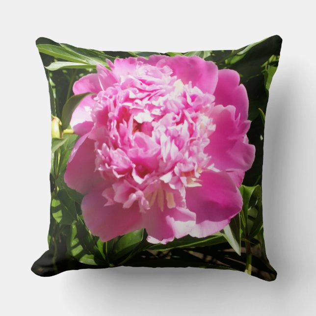 Dark pink peonies throw pillow (Front)