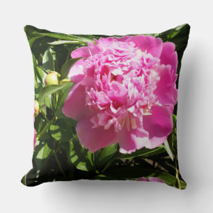 Dark pink peonies throw pillow