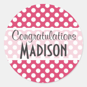 Dark Pink Polka Dots Classic Round Sticker