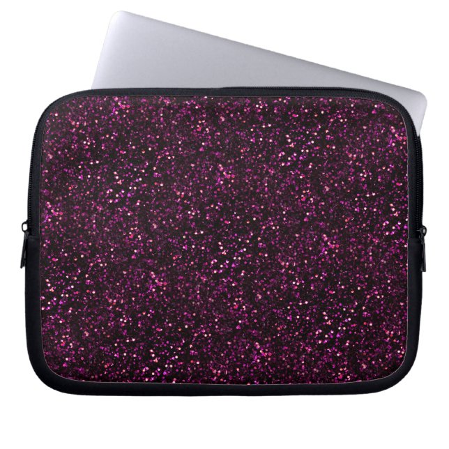 Dark Pink Posh Glitter Laptop Sleeve (Front)